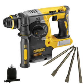 Dewalt DCH273N 18V Brushless Hammer Drill & 4 Piece Chisel Set + Keyless Chuck
